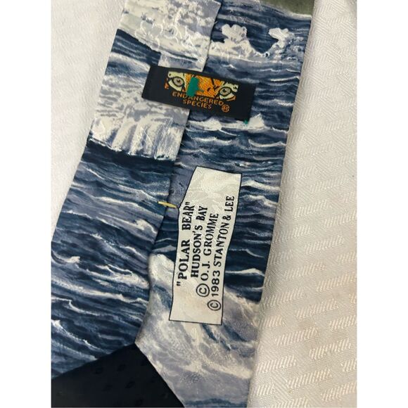 Endangered Species 1983  Staton Lee Polar bear Hudson Bay Oj Gromm Silk tie USA - Picture 4 of 6